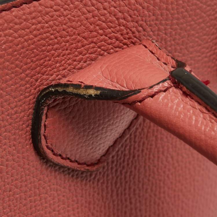 Pre Owned Burberry Peach/Beige Leather and House Check Fabric Medium Banner Tote