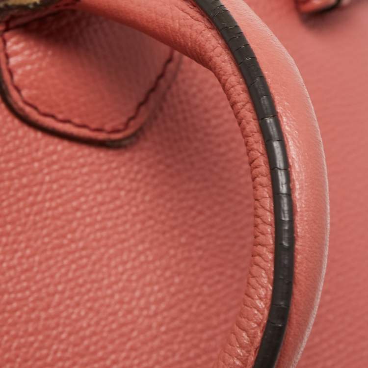 Pre Owned Burberry Peach/Beige Leather and House Check Fabric Medium Banner Tote