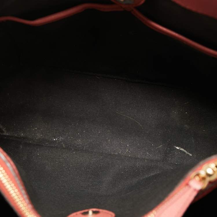 Pre Owned Burberry Peach/Beige Leather and House Check Fabric Medium Banner Tote
