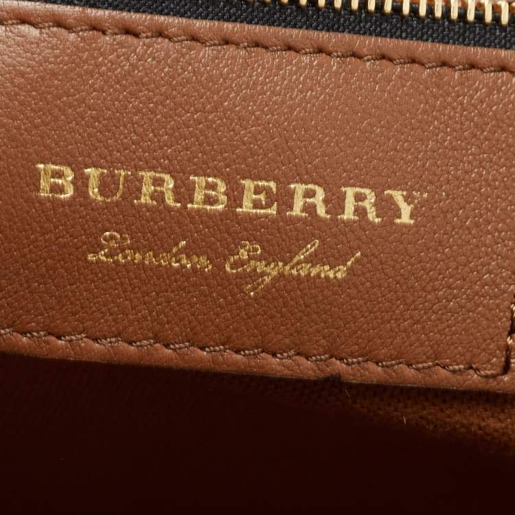 Pre Owned Burberry Beige/Brown Haymarket Check Canvas and Leather Small Canterbury Tote