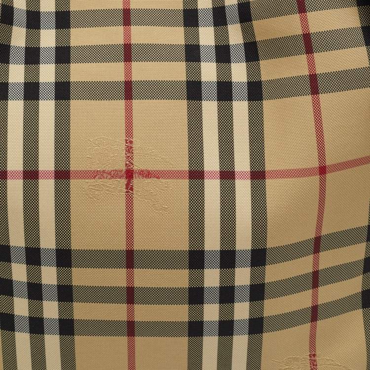 Pre Owned Burberry Beige/Brown Haymarket Check Canvas and Leather Small Canterbury Tote