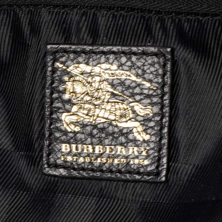 Pre Owned Burberry Beige/Black House Check Fabric and Leather Oversize Hoxton Hobo