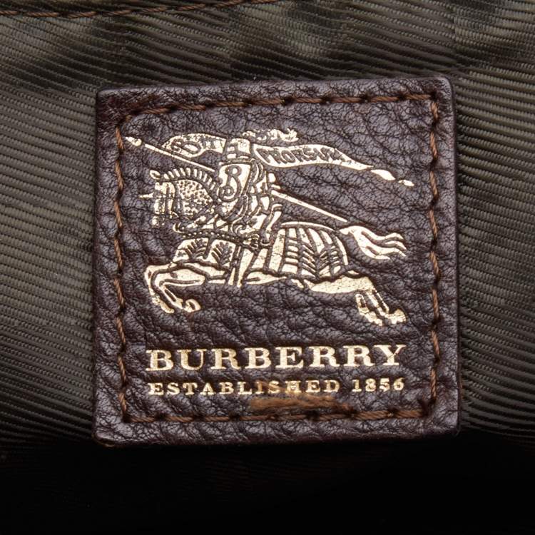 Pre Owned Burberry Beige/Brown Quilted House Check Canvas and Leather Buckle Flap Satchel