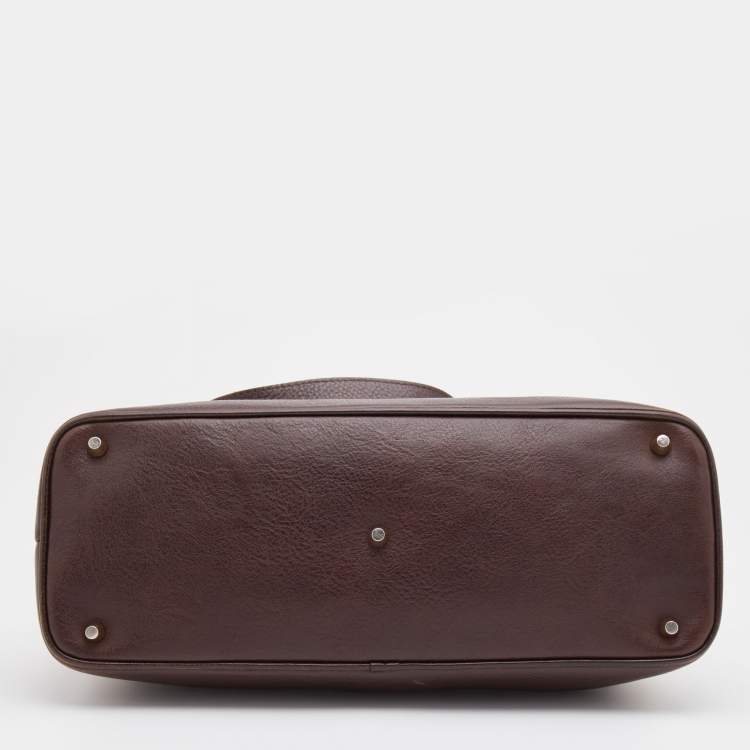 Pre Owned Burberry Beige/Brown Quilted House Check Canvas and Leather Buckle Flap Satchel