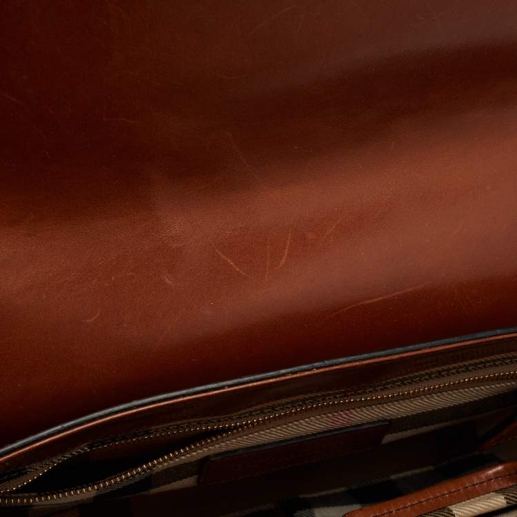 Pre Owned Burberry Ombre Brown Leather Abbott Shoulder Bag