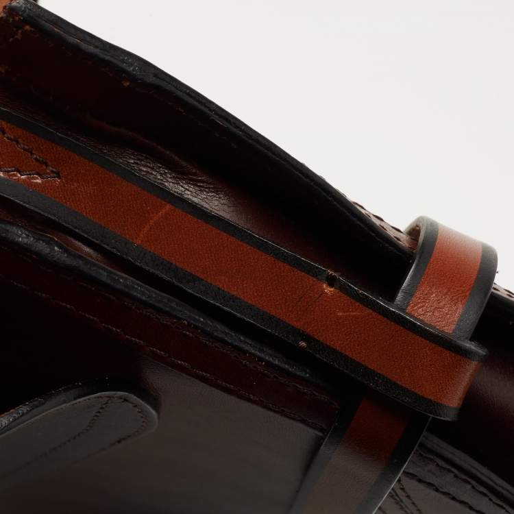 Pre Owned Burberry Ombre Brown Leather Abbott Shoulder Bag