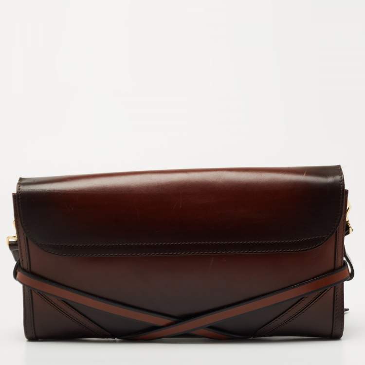 Pre Owned Burberry Ombre Brown Leather Abbott Shoulder Bag