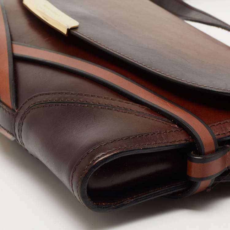 Pre Owned Burberry Ombre Brown Leather Abbott Shoulder Bag