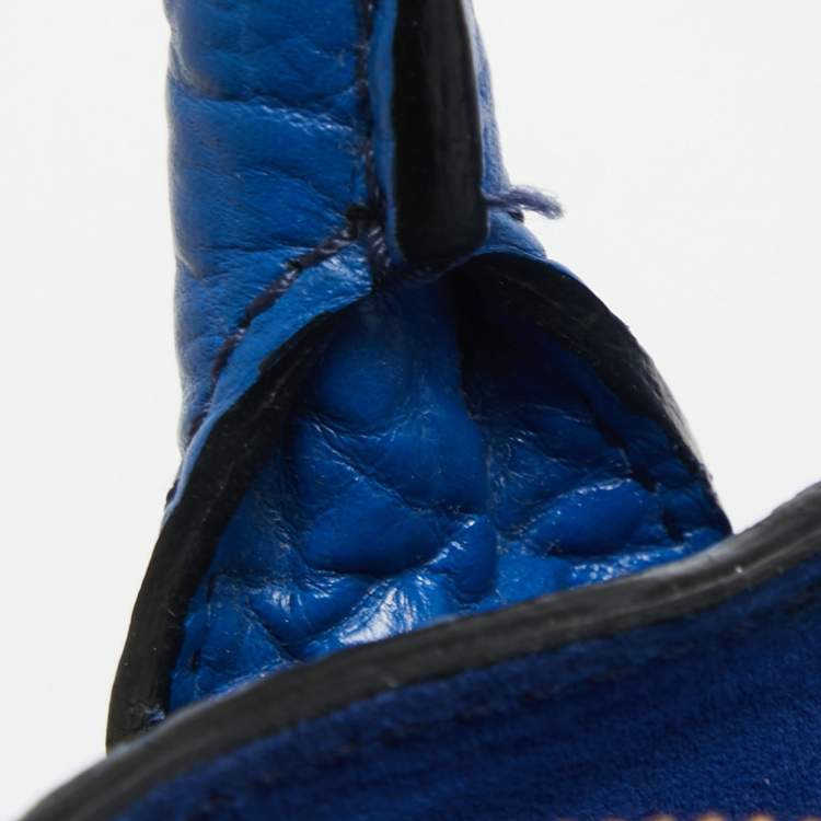 Pre Owned Burberry Blue Pebbled Leather Dewsbury Tote
