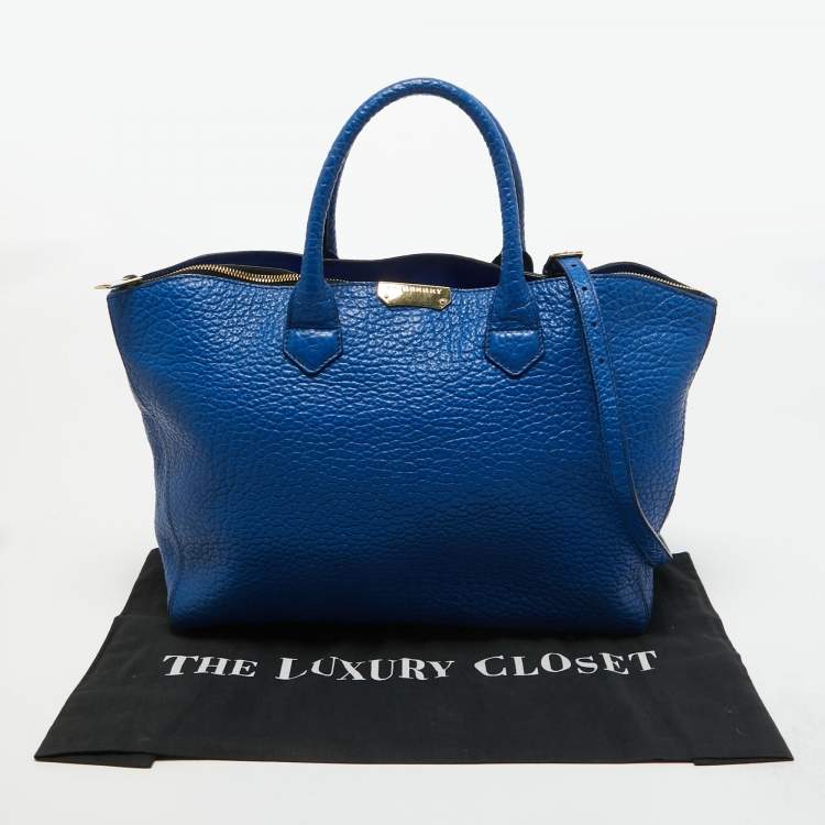 Pre Owned Burberry Blue Pebbled Leather Dewsbury Tote