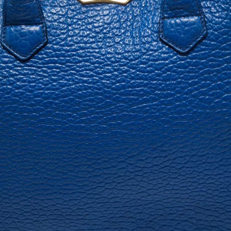 Pre Owned Burberry Blue Pebbled Leather Dewsbury Tote