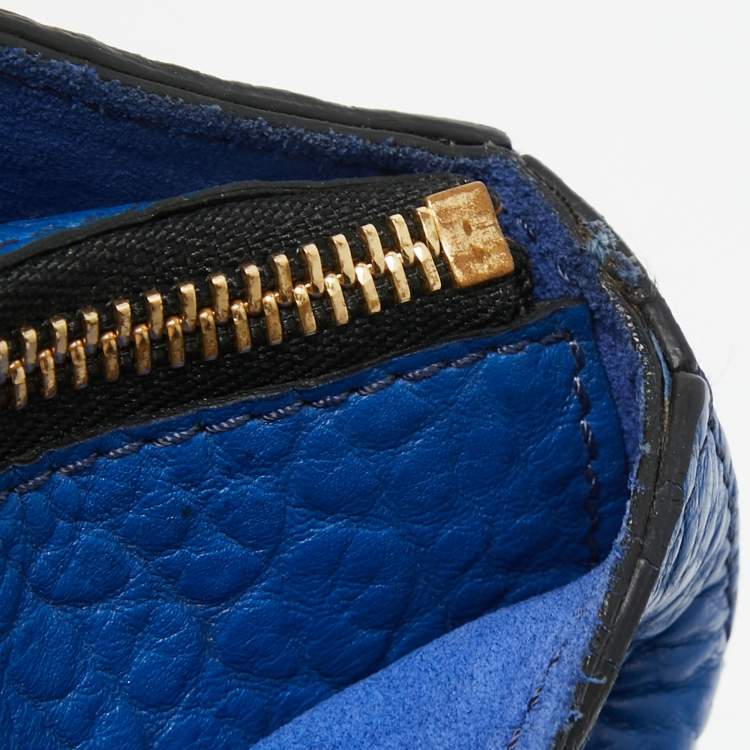 Pre Owned Burberry Blue Pebbled Leather Dewsbury Tote