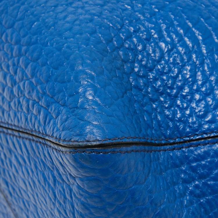 Pre Owned Burberry Blue Pebbled Leather Dewsbury Tote