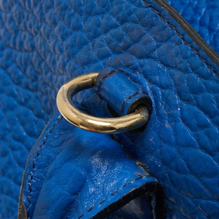 Pre Owned Burberry Blue Pebbled Leather Dewsbury Tote