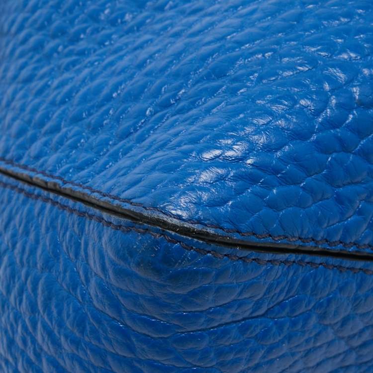 Pre Owned Burberry Blue Pebbled Leather Dewsbury Tote