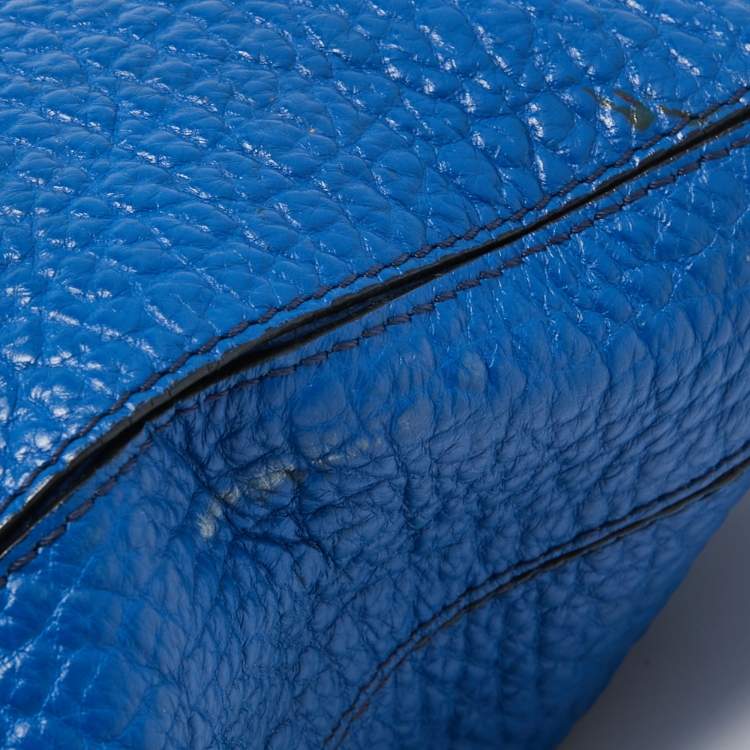 Pre Owned Burberry Blue Pebbled Leather Dewsbury Tote