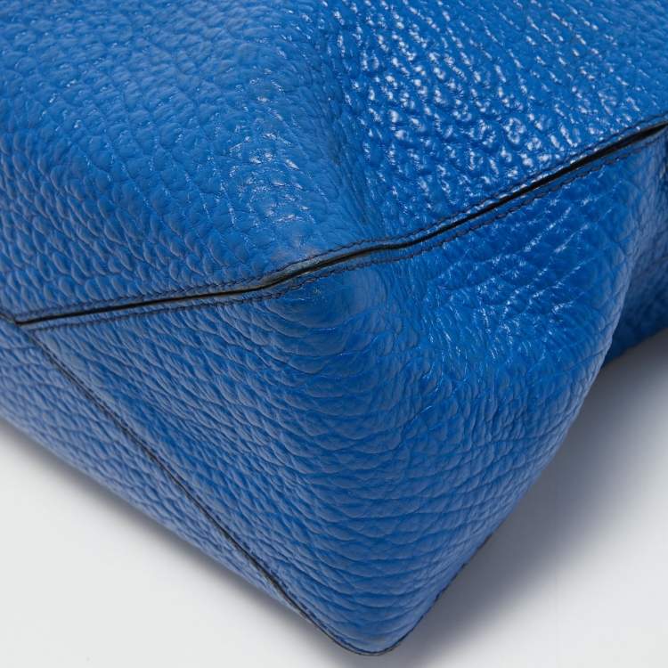 Pre Owned Burberry Blue Pebbled Leather Dewsbury Tote