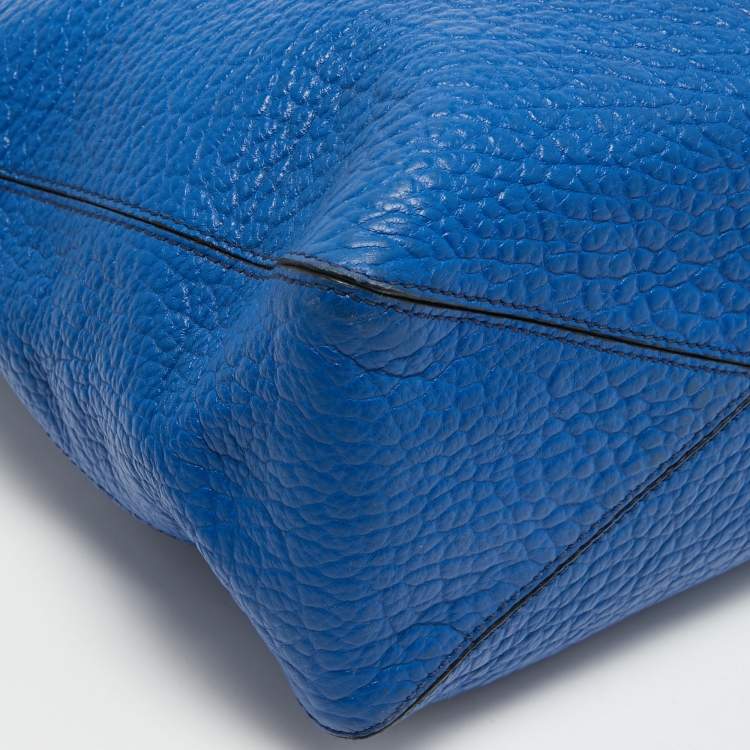 Pre Owned Burberry Blue Pebbled Leather Dewsbury Tote