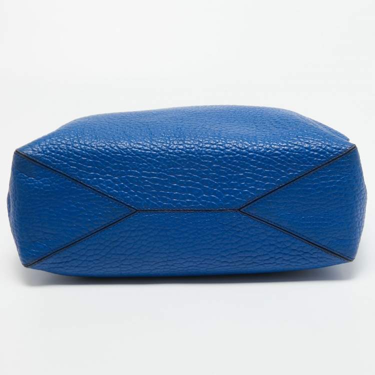 Pre Owned Burberry Blue Pebbled Leather Dewsbury Tote