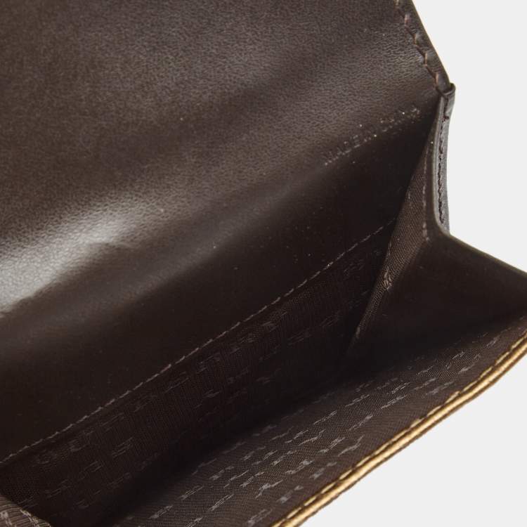 Pre Owned Burberry Metallic Leather Buckle Flap French Wallet