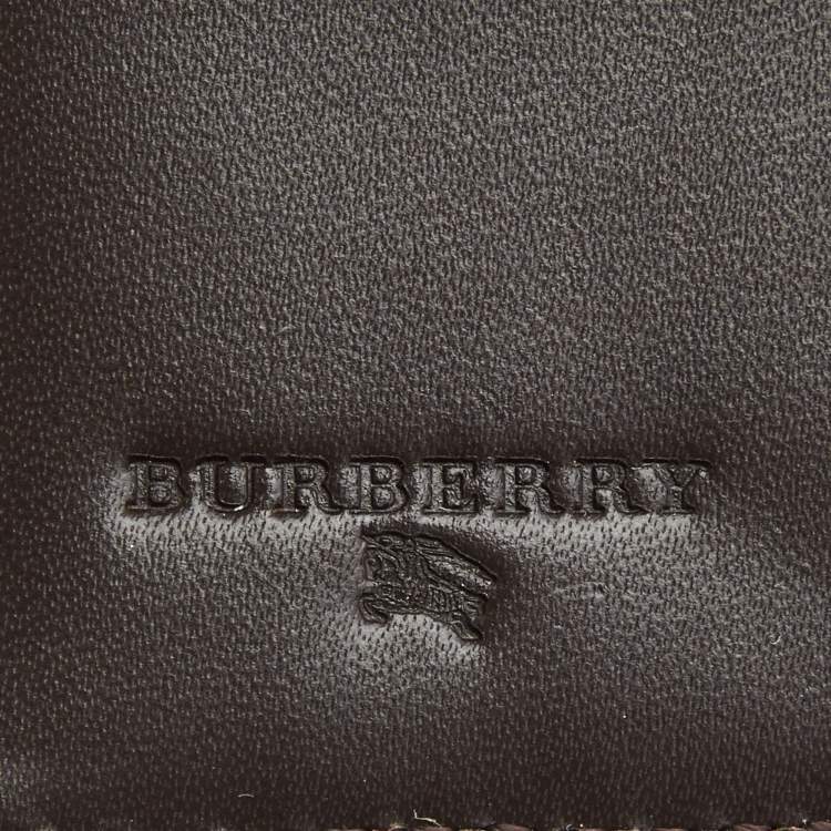 Pre Owned Burberry Metallic Leather Buckle Flap French Wallet