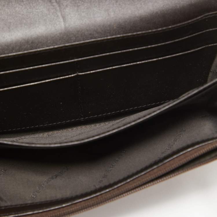 BURBERRY Continental Haymarket Check Leather Wallet Dark Brown