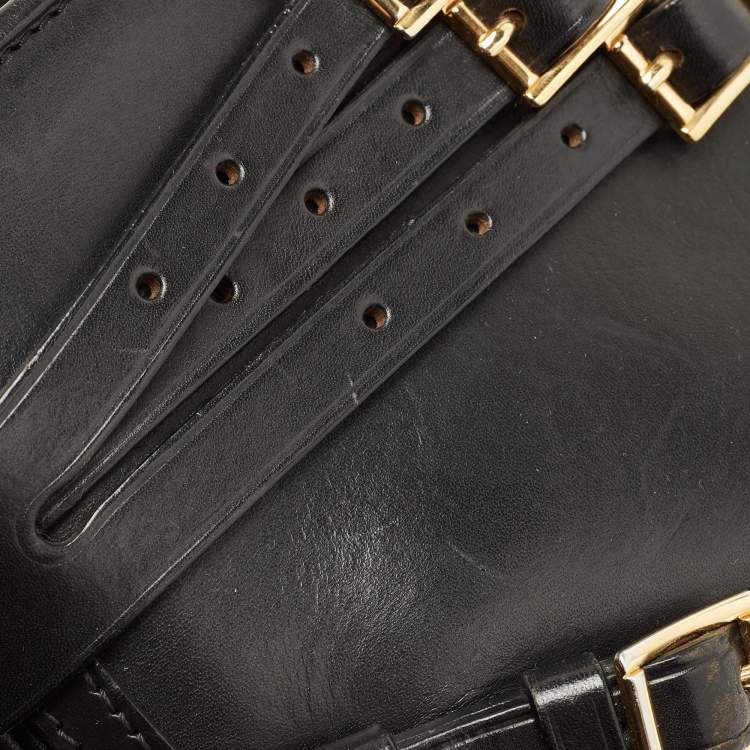Pre Owned Burberry Black Leather Dutton Crossbody Bag