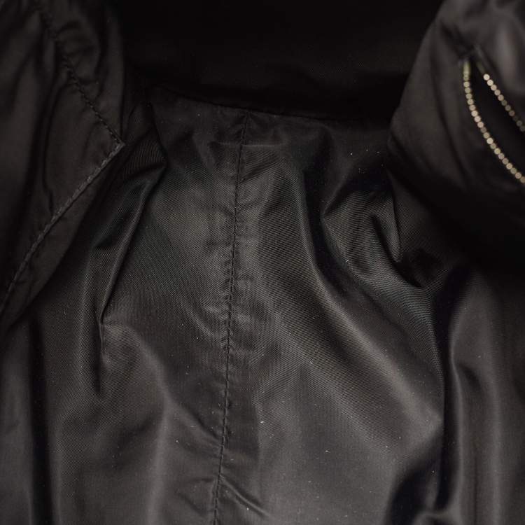 Pre Owned Burberry Black Nova Check Nylon and Leather Studded Satchel