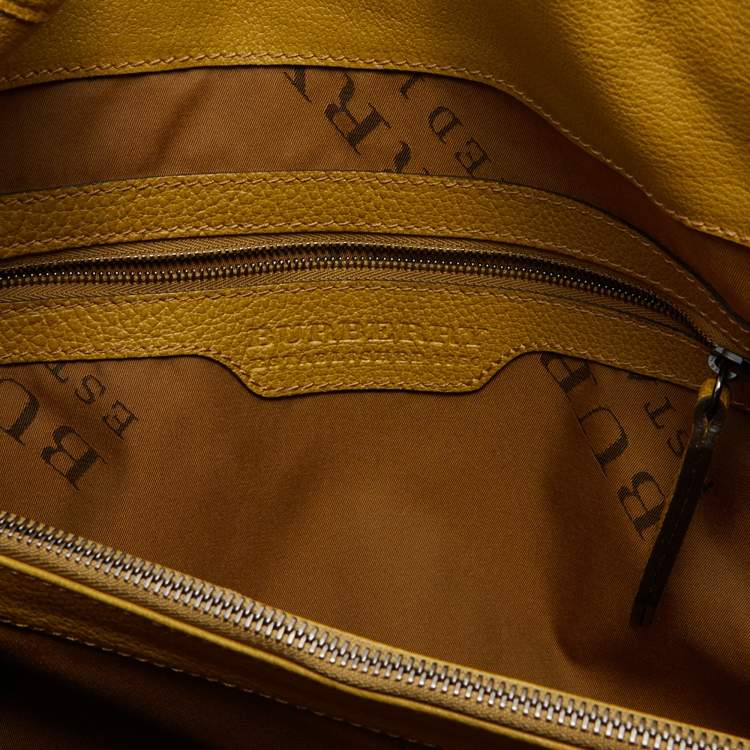 Pre Owned Burberry Beige/Green Raffia and Leather Covington Shopper Tote