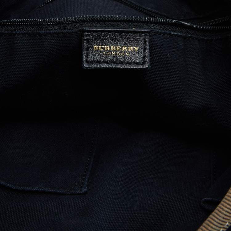 Pre Owned Burberry Black Leather and Canvas Vintage Shoulder Bag