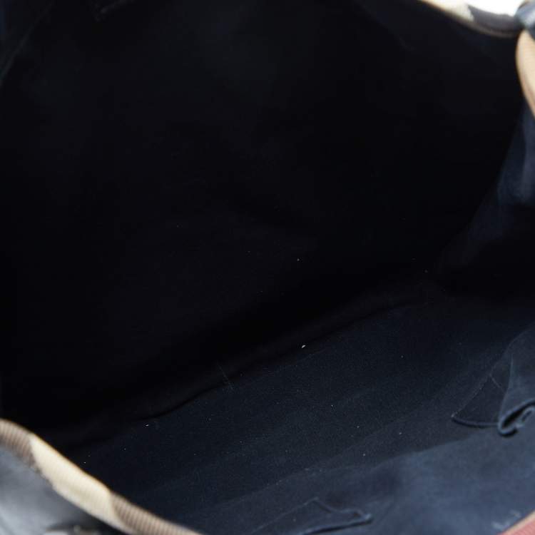 Pre Owned Burberry Black Leather and Canvas Vintage Shoulder Bag