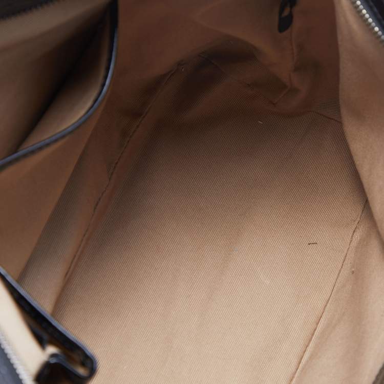 Pre Owned Burberry Beige/Black Nova Check Coated Canvas and Patent Leather Nickie Tote