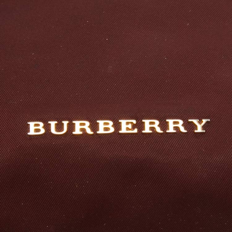 Pre Owned Burberry Burgundy Nylon Mini Zip Pouch