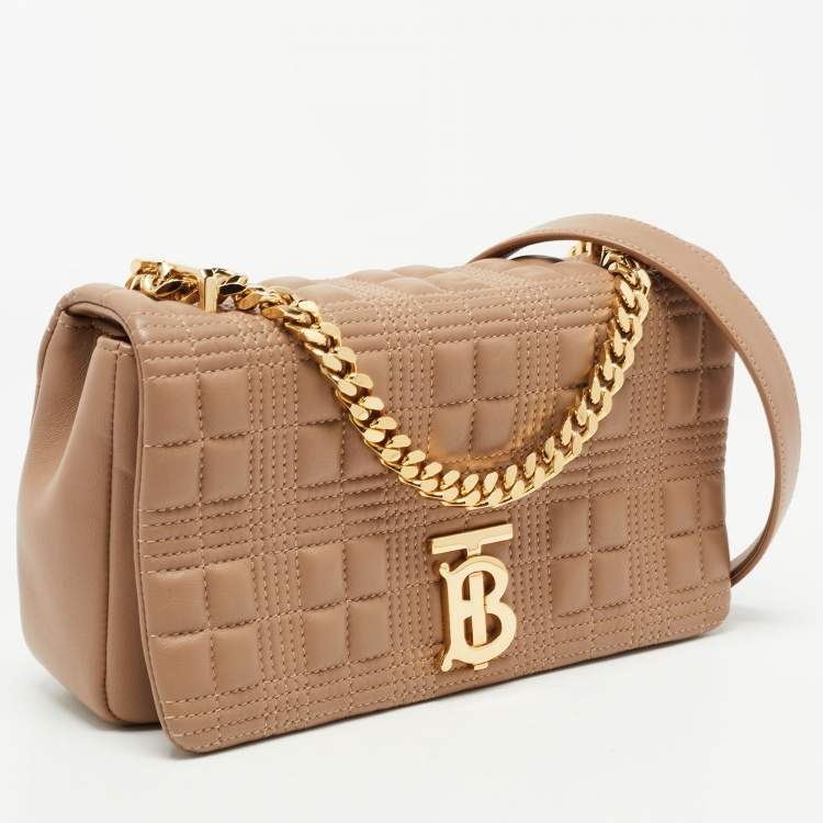 Pre Owned Burberry Beige Quilted Leather Small Lola Shoulder Bag
