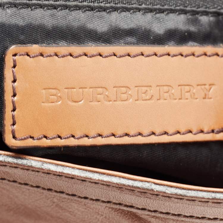 Pre Owned Burberry Brown Leather Small Bridle Dutton Hobo