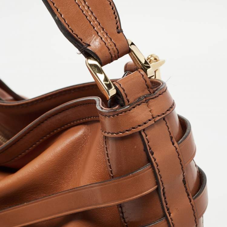 Pre Owned Burberry Brown Leather Small Bridle Dutton Hobo