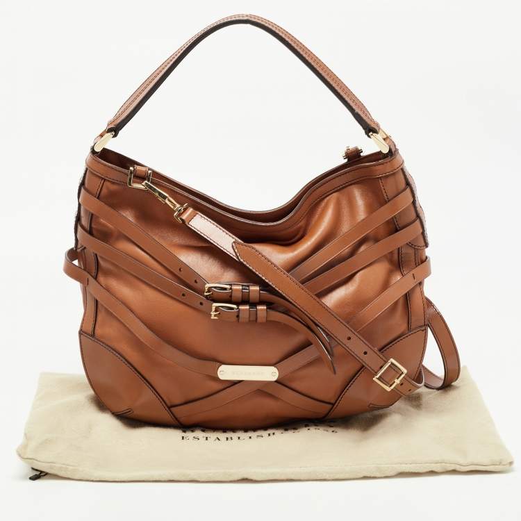 Pre Owned Burberry Brown Leather Small Bridle Dutton Hobo