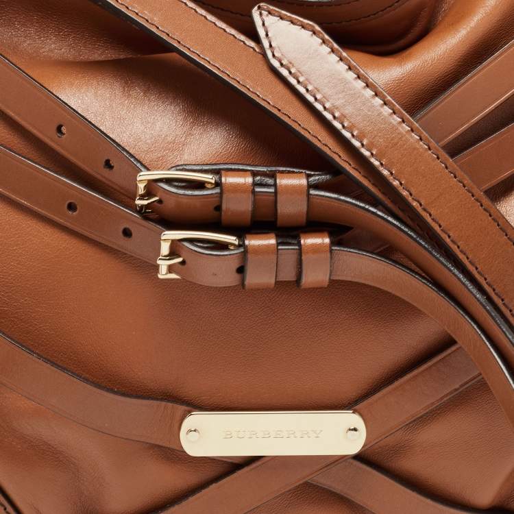 Pre Owned Burberry Brown Leather Small Bridle Dutton Hobo