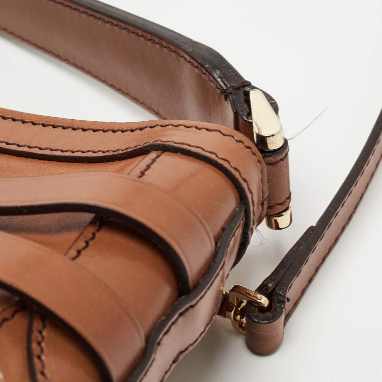 Pre Owned Burberry Brown Leather Small Bridle Dutton Hobo