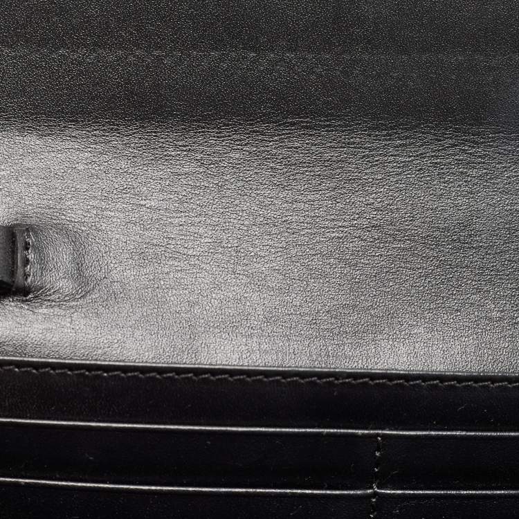 Pre Owned Burberry Black Beat Check Nylon and Patent Leather Flap Wallet on Chain