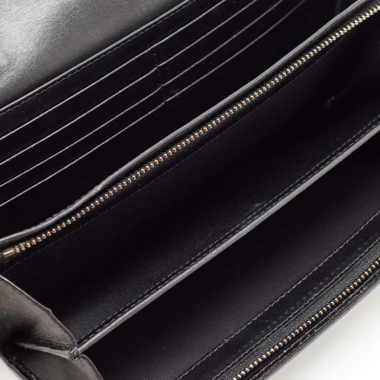 Pre Owned Burberry Black Beat Check Nylon and Patent Leather Flap Wallet on Chain