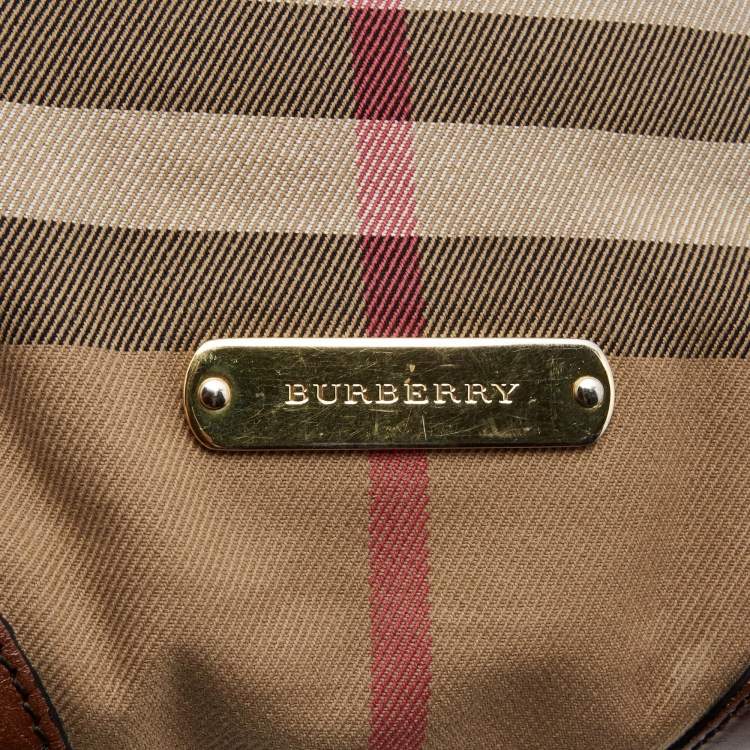 Pre Owned Burberry Beige/Brown Haymarket Check Canvas and Leather Small Canterbury Tote