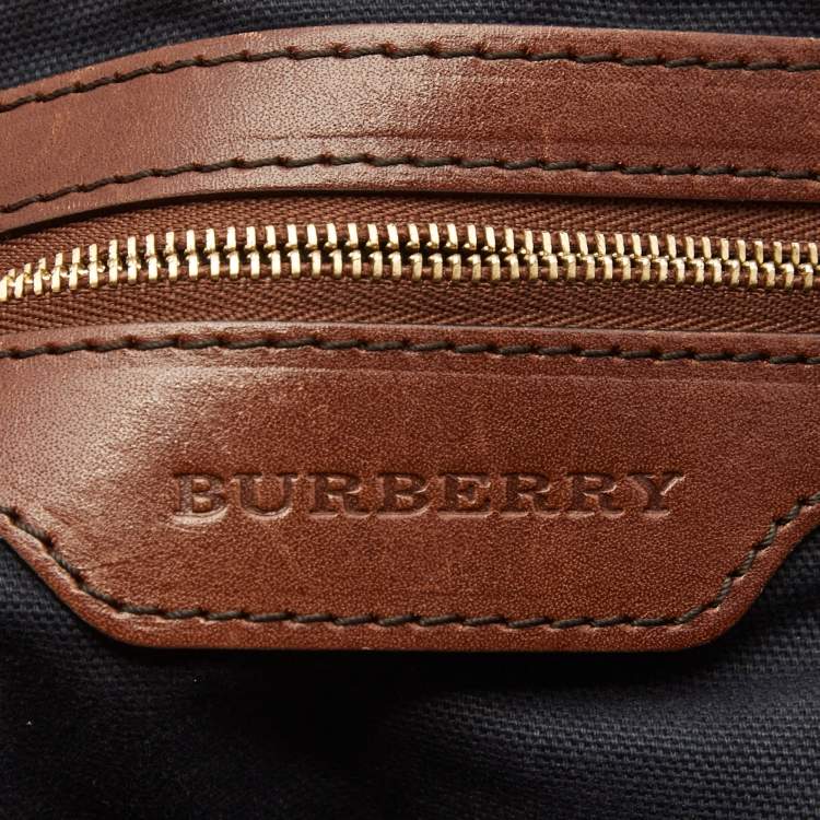 Pre Owned Burberry Beige/Brown Haymarket Check Canvas and Leather Small Canterbury Tote