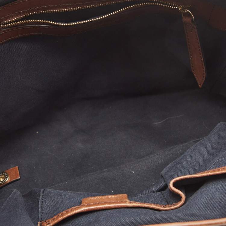 Pre Owned Burberry Beige/Brown Haymarket Check Canvas and Leather Small Canterbury Tote
