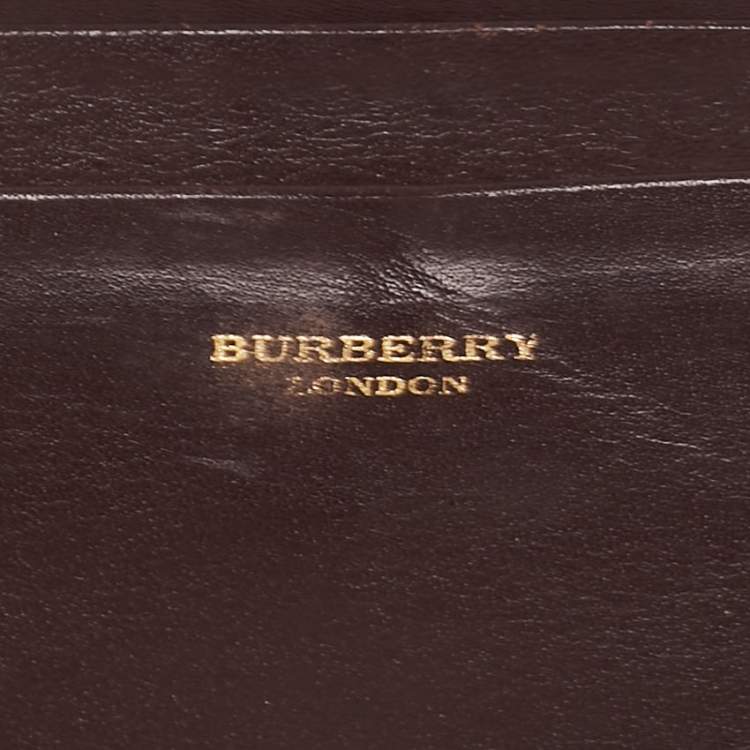 Pre Owned Burberry Brown/Beige Haymarket PVC and Leather Buckle Flap Continental Wallet