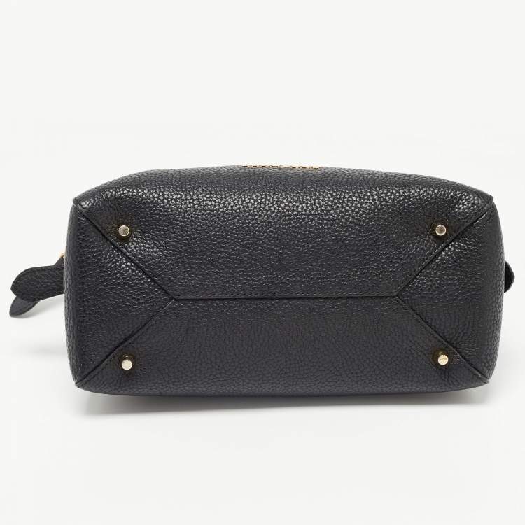 Pre Owned Burberry Black Grained Leather Greenwood Satchel