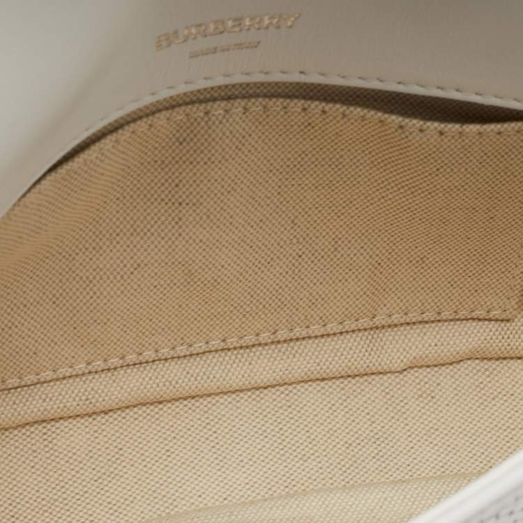 Pre Owned Burberry White/Red Woven Leather Lola Bum Bag