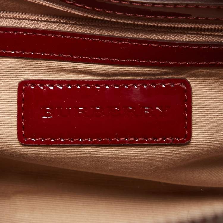 Pre Owned Burberry Burgundy/Beige Nova Check PVC Barrel Bowling Bag