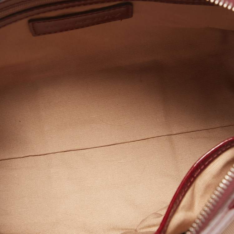 Pre Owned Burberry Burgundy/Beige Nova Check PVC Barrel Bowling Bag