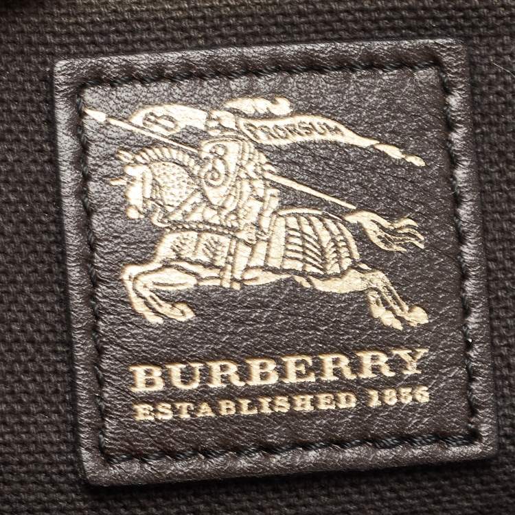 Pre Owned Burberry Beige/Dark Brown Haymarket Check Coated Canvas And Leather Multi Chain Tote